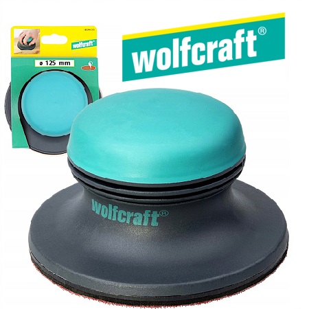 Wolfcraft 5894000 uchwyt do szlifowania ręcznego szlifowania, z mocowaniem na rzep do krążków o średnicy 125mm.