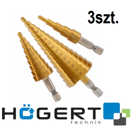 HOGERT HT6D325 wiertła stopniowe zestaw 4-32 mm